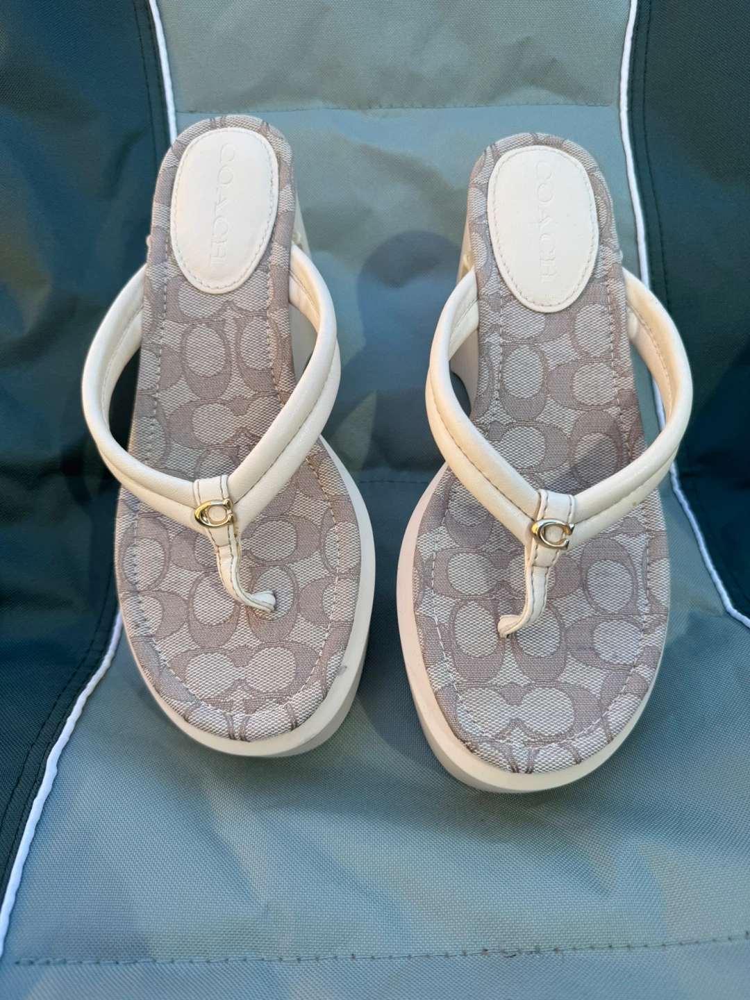 Coach Wedged Flip Flops Size 9