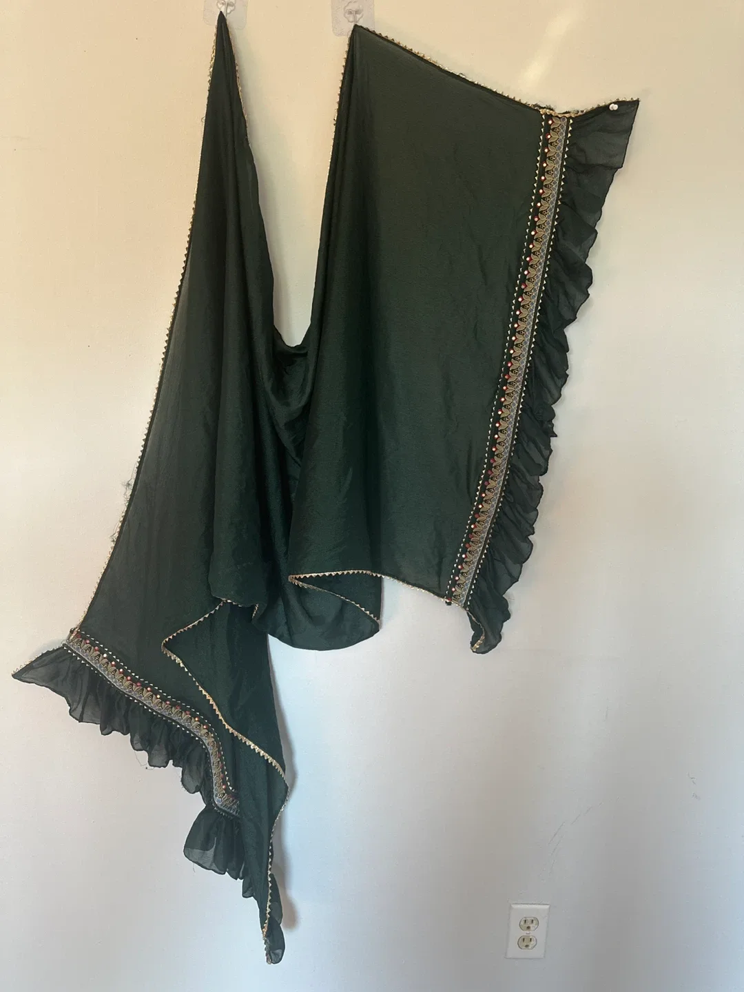 Green anarkali with golden embroidery image indicator(3)