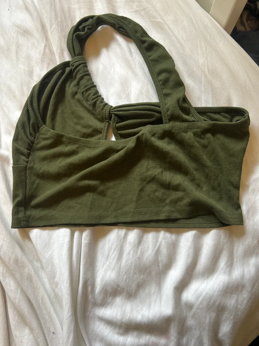 Olive Green One Shoulder Crop Top image indicator(2)