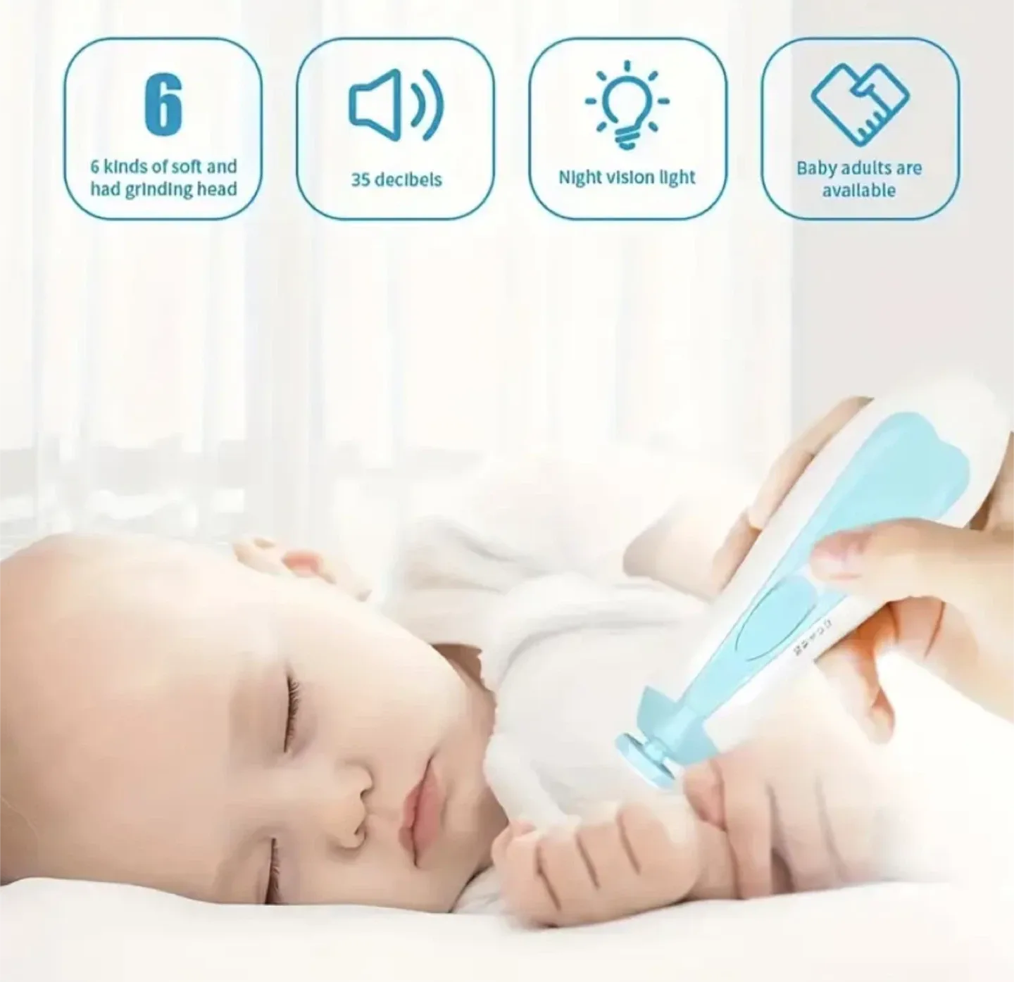 NEW Pink Electric Baby Nail File with 6 Grinding Heads image indicator(5)