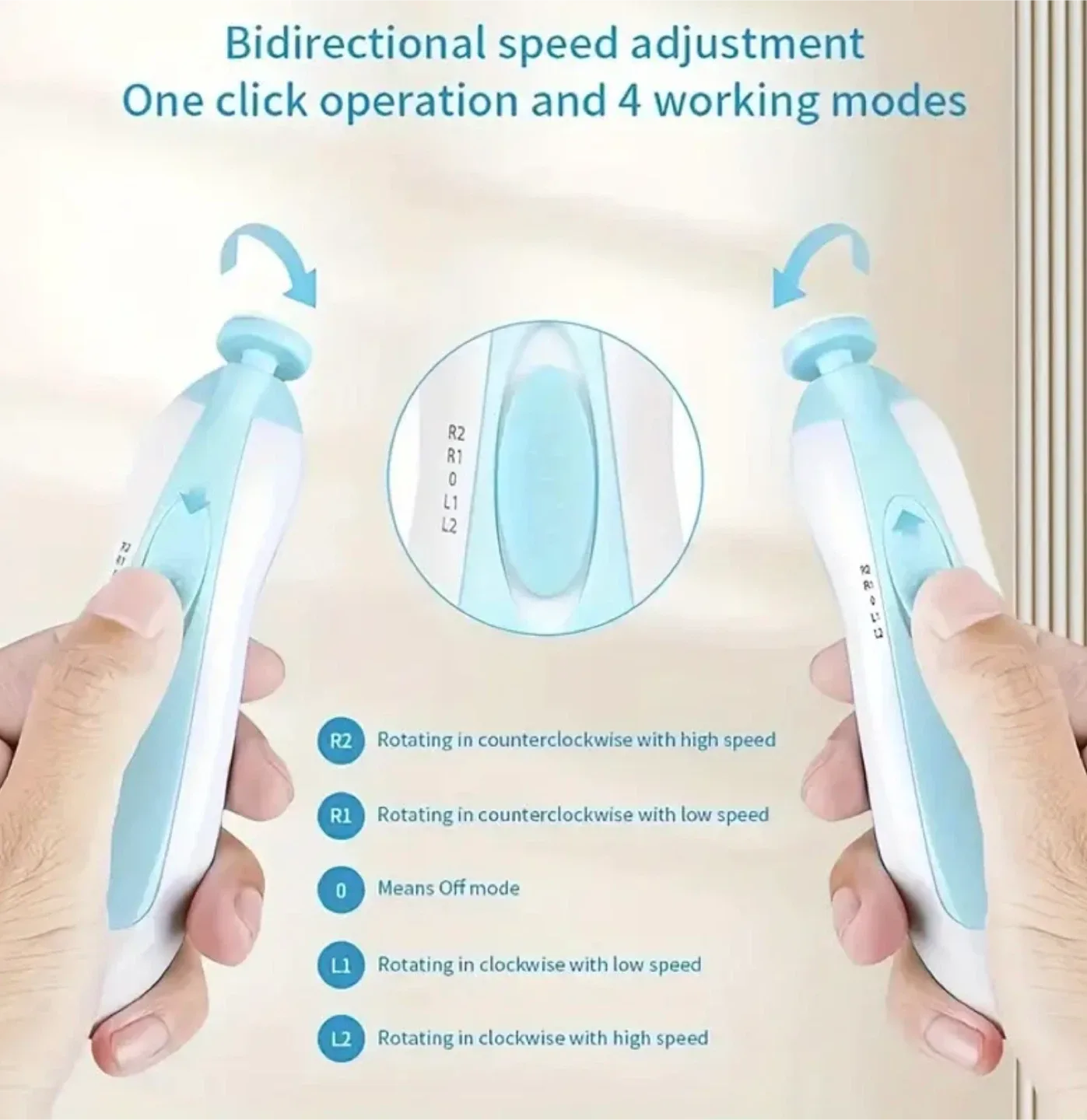 NEW Pink Electric Baby Nail File with 6 Grinding Heads image indicator(4)