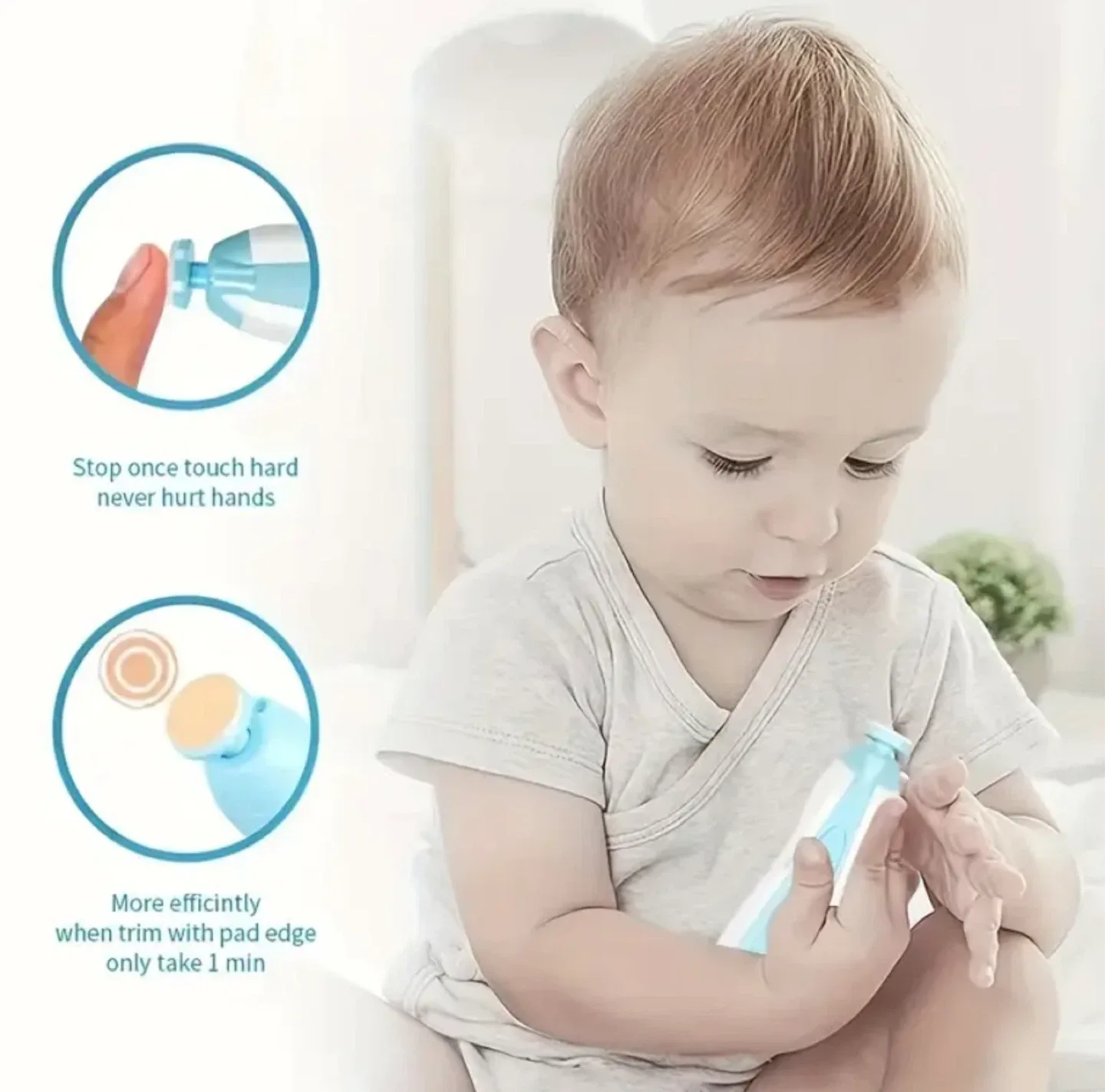 NEW Pink Electric Baby Nail File with 6 Grinding Heads image indicator(7)