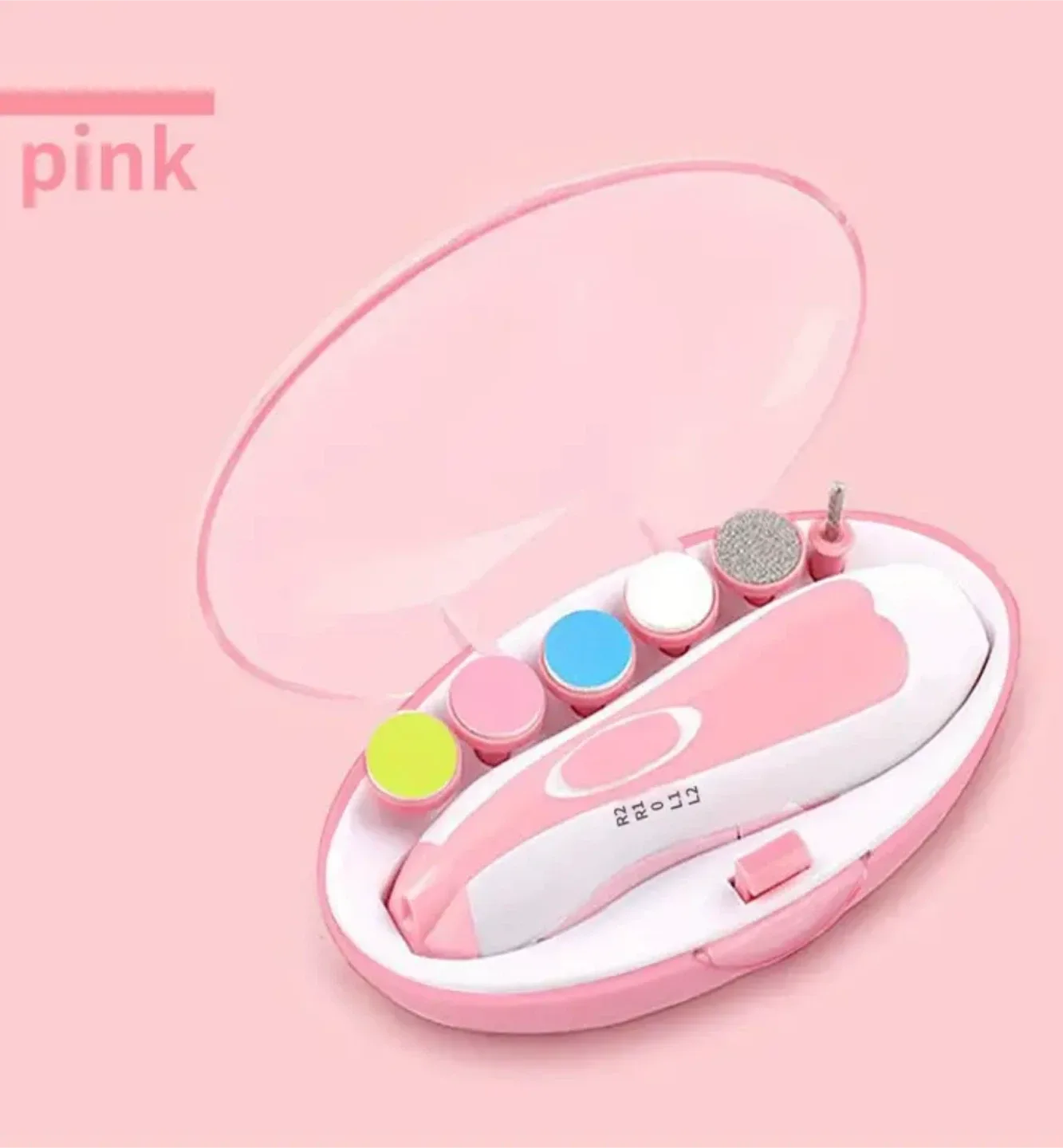 NEW Pink Electric Baby Nail File with 6 Grinding Heads image indicator(9)