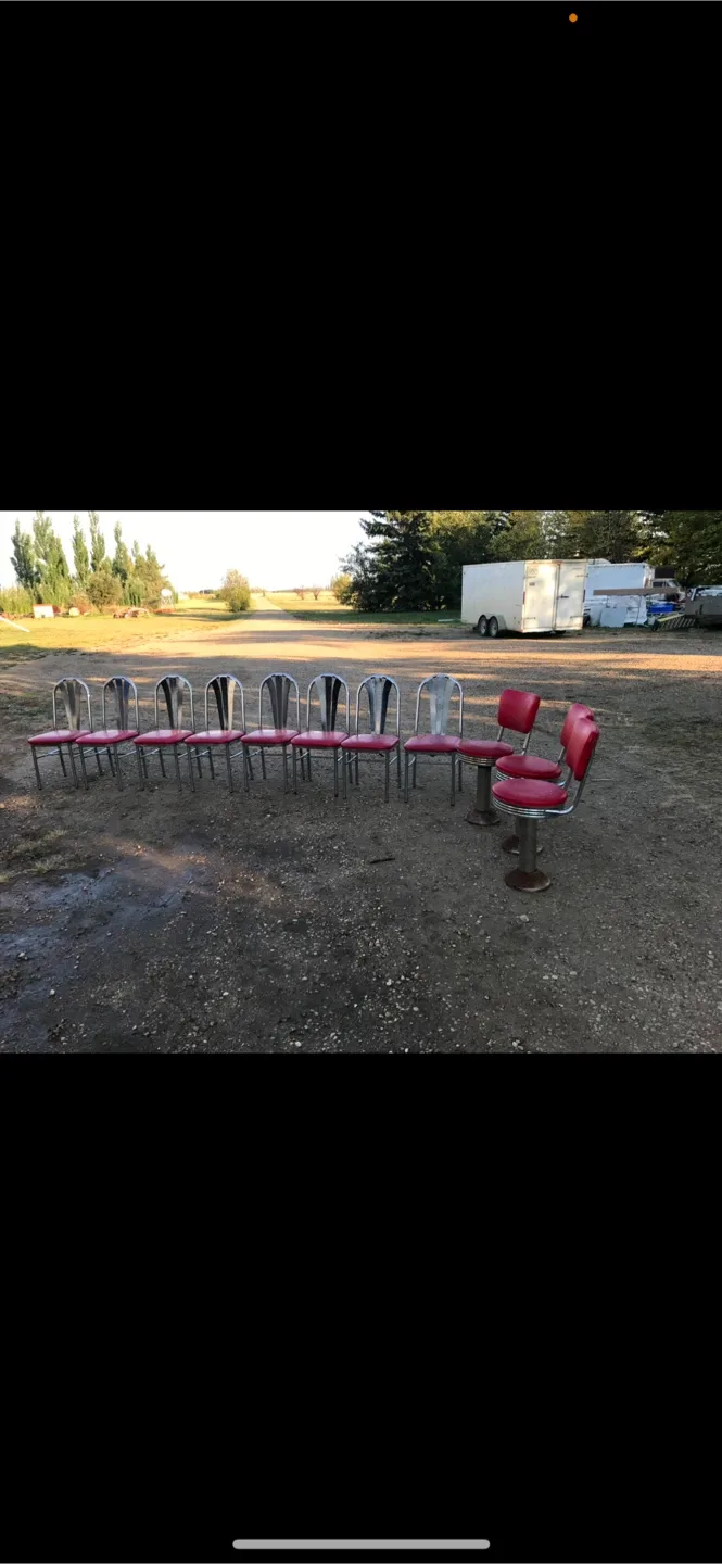 Retro Red & Chrome Dining Chairs and 3 tables image indicator(2)