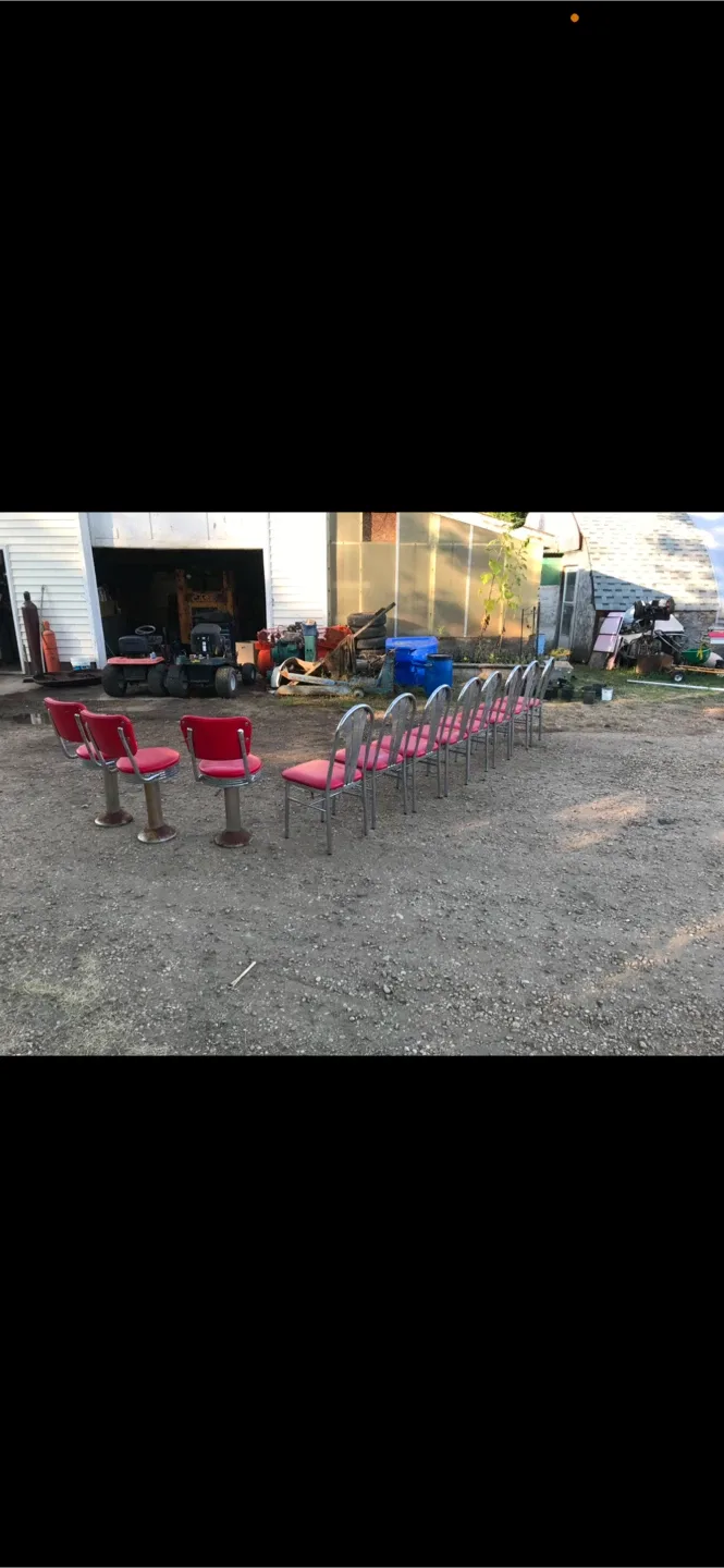 Retro Red & Chrome Dining Chairs and 3 tables image indicator(3)