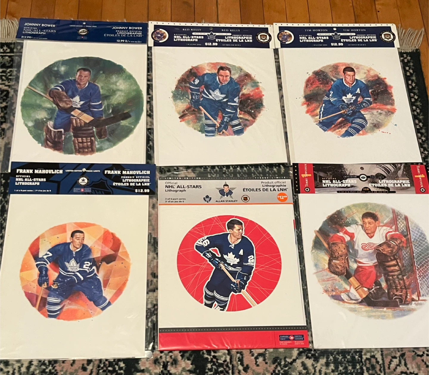 6 Canada Post NHL All-Stars Limited Edition Lithographs,