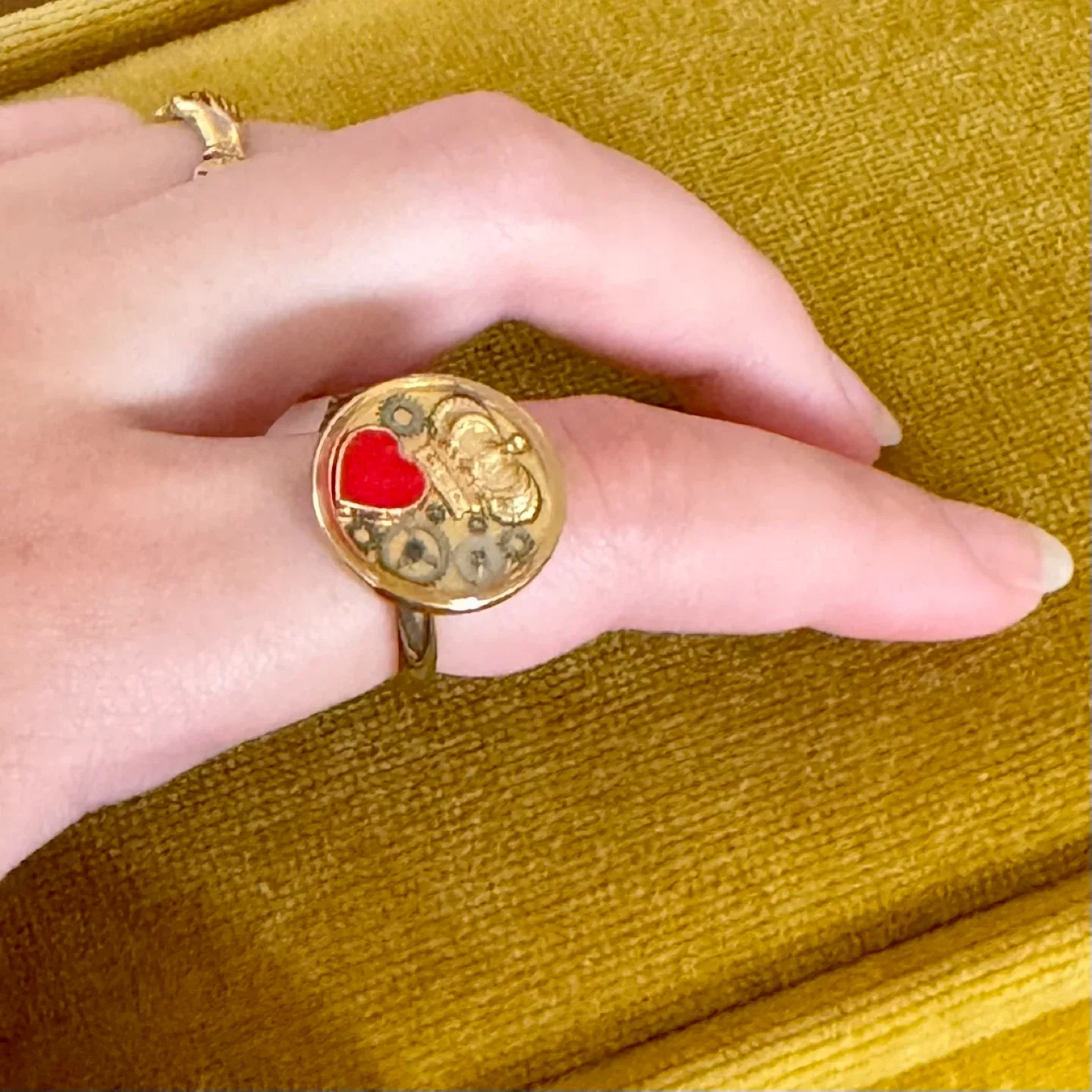 Adjustable Handmade Steampunk Heart Ring thumbnail