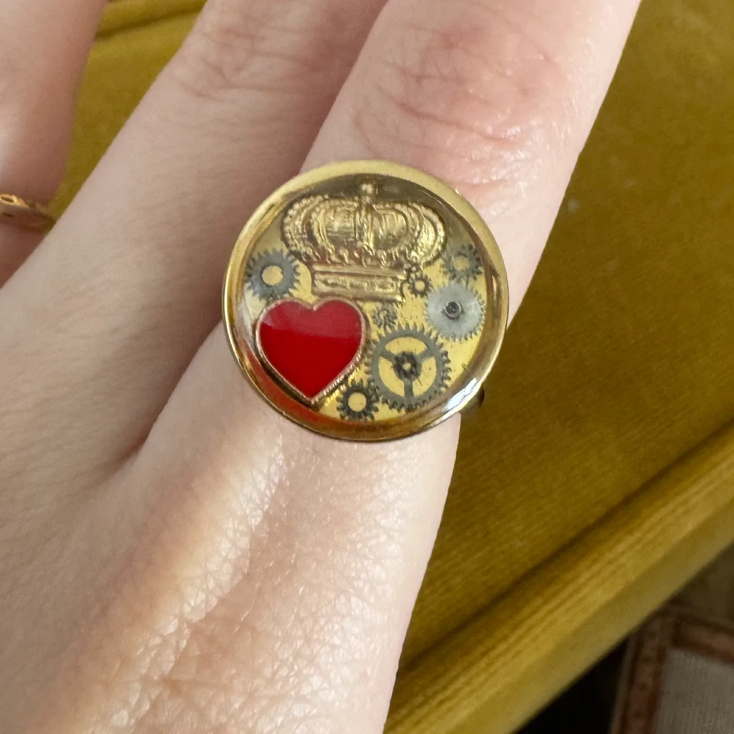 Adjustable Handmade Steampunk Heart Ring image indicator(2)