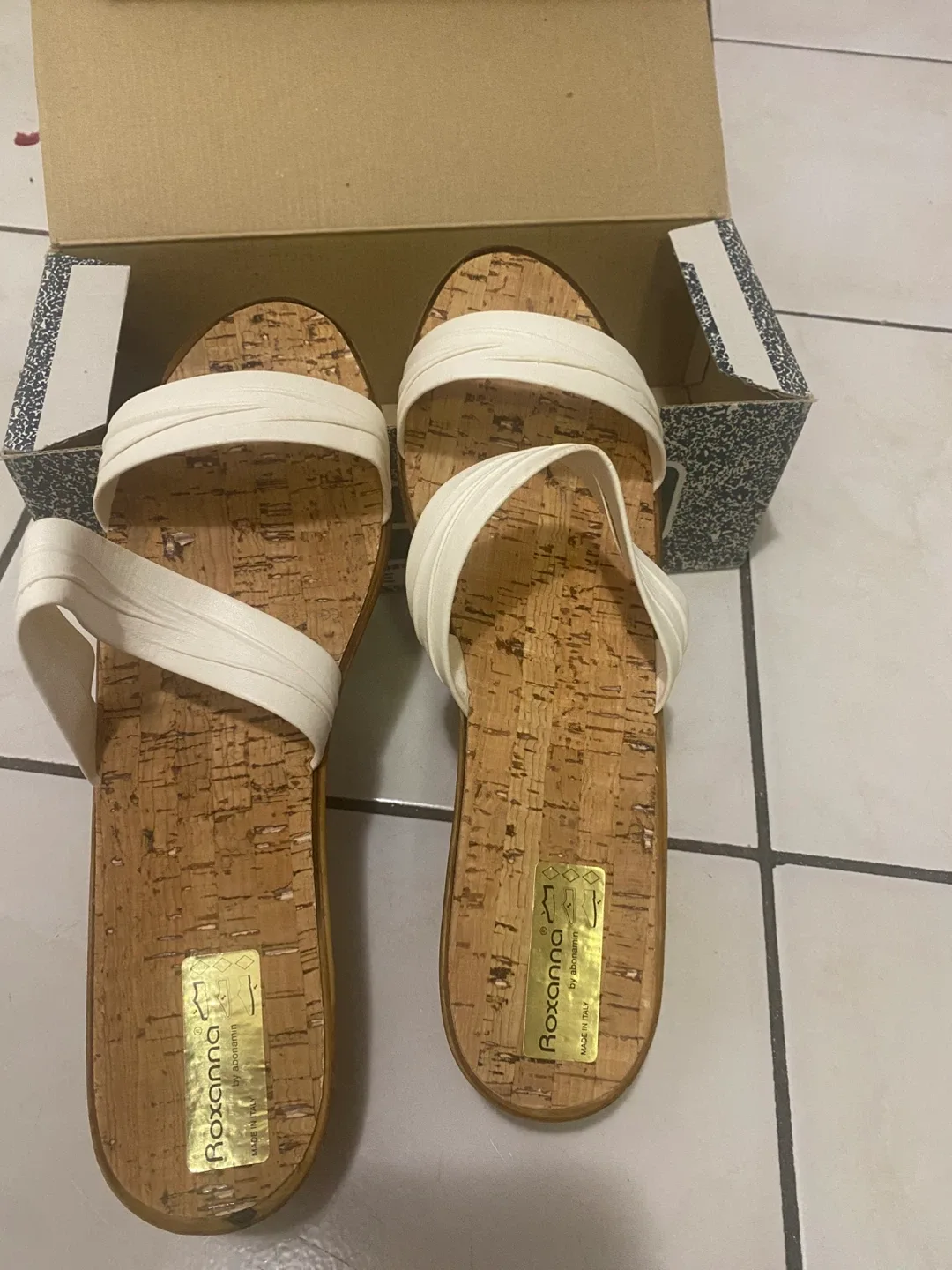 Roxanna White Sandals Size 41 thumbnail