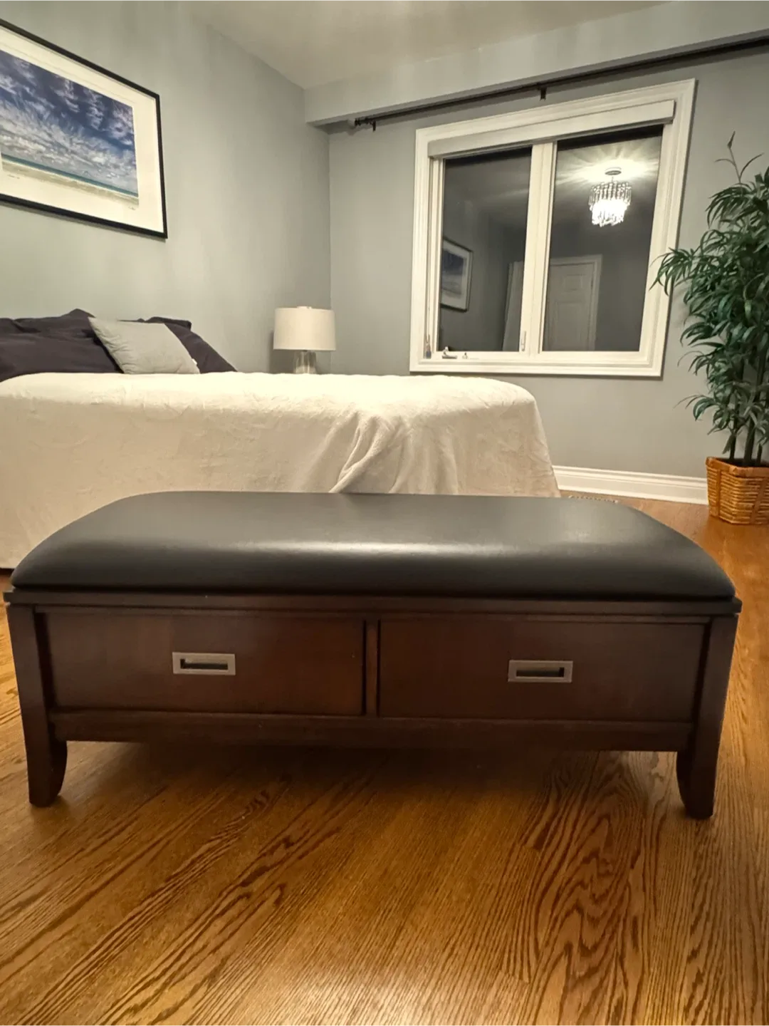 Storage Bench with Leather Top thumbnail
