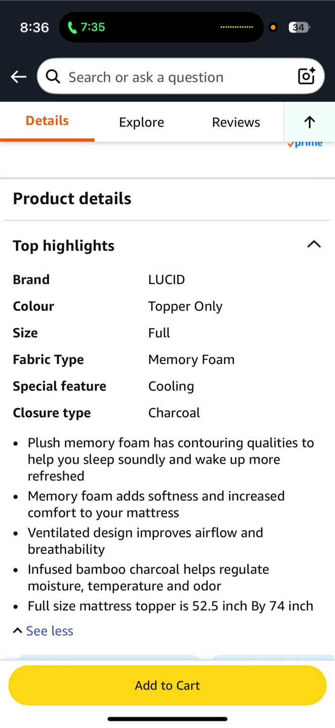 Lucid Full Size Memory Foam Mattress Topper - photo 4