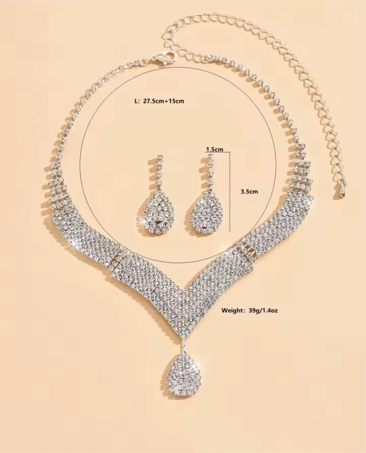 Rhinestone Jewellery Set - Necklace and Earrings - photo 3