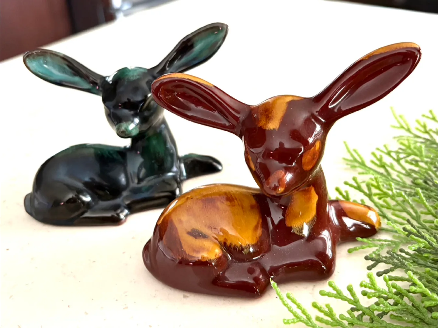Vintage Blue Mountain Pottery Glossy Baby Deer Pair - NEW image indicator(2)