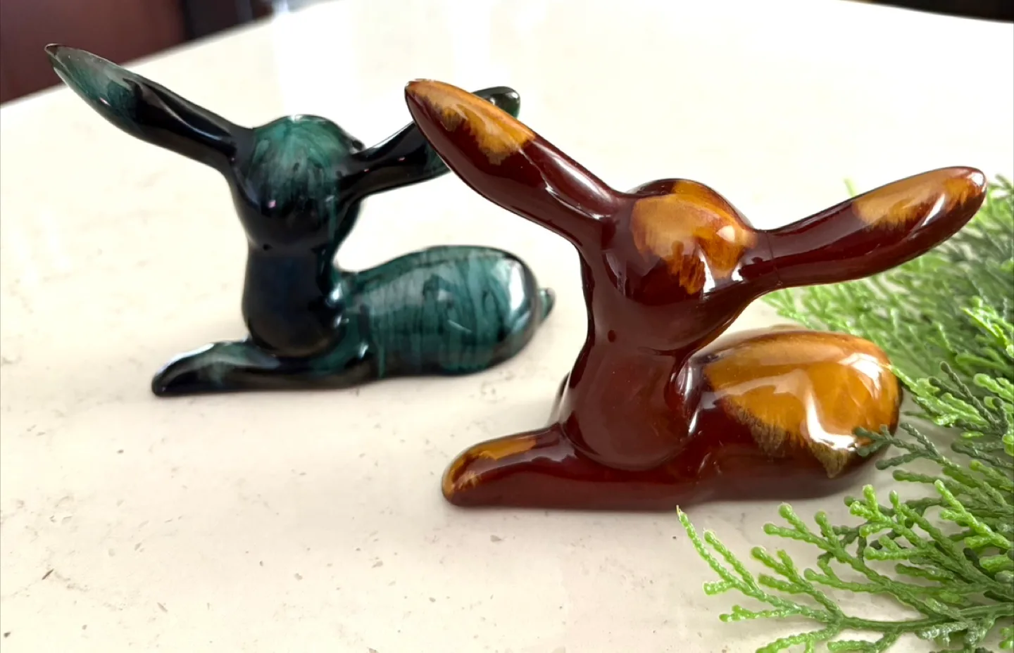 Vintage Blue Mountain Pottery Glossy Baby Deer Pair - NEW image indicator(3)