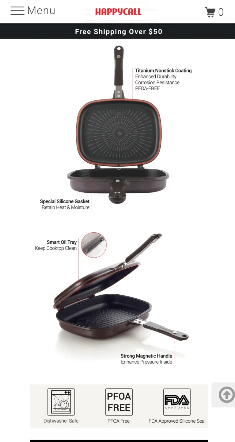 Happycall Titanium Double Pan Jumbo Grill Fish image indicator(5)