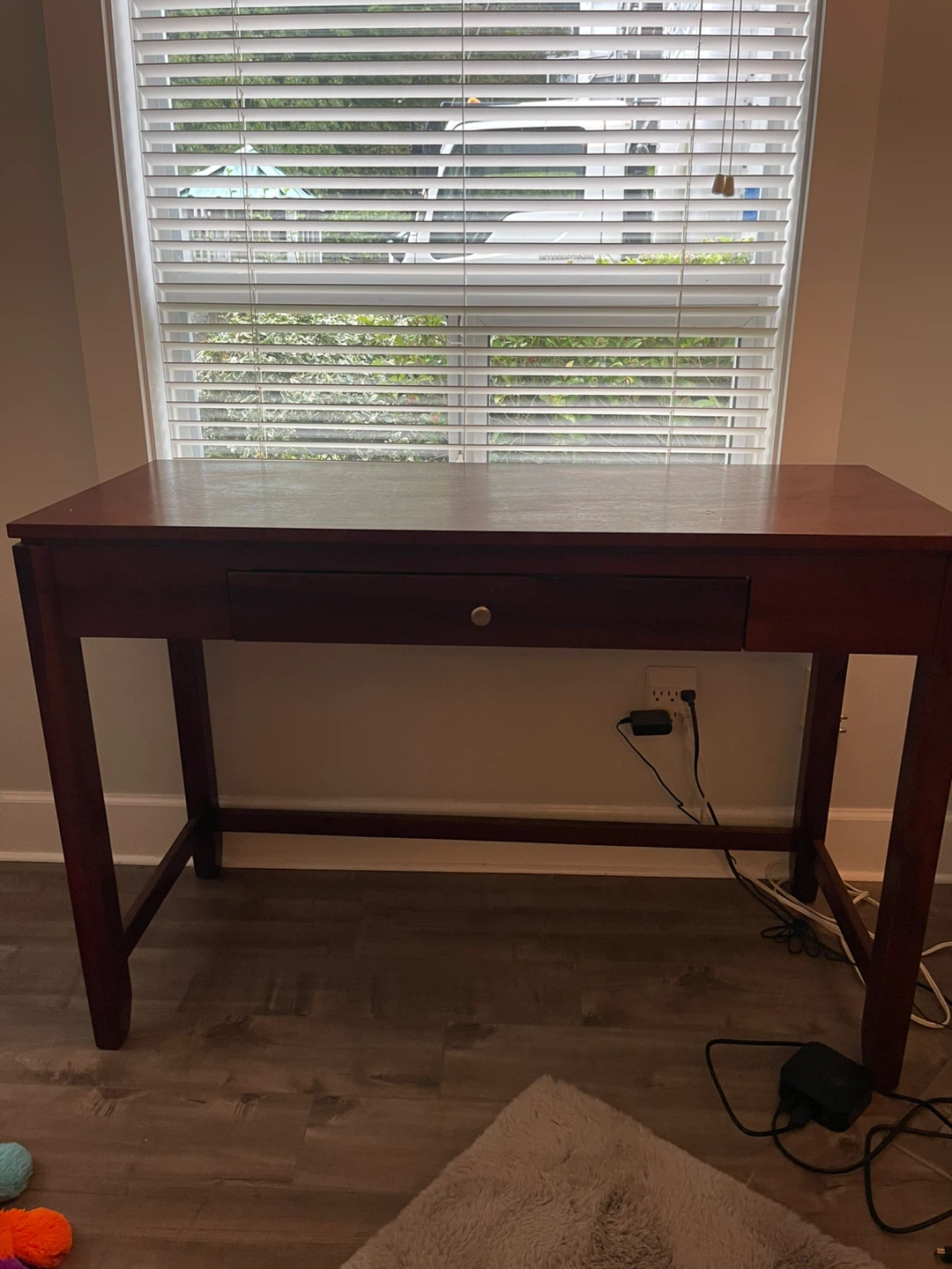 Dark Wood Desk with Drawer – Excellent Condition - photo 2