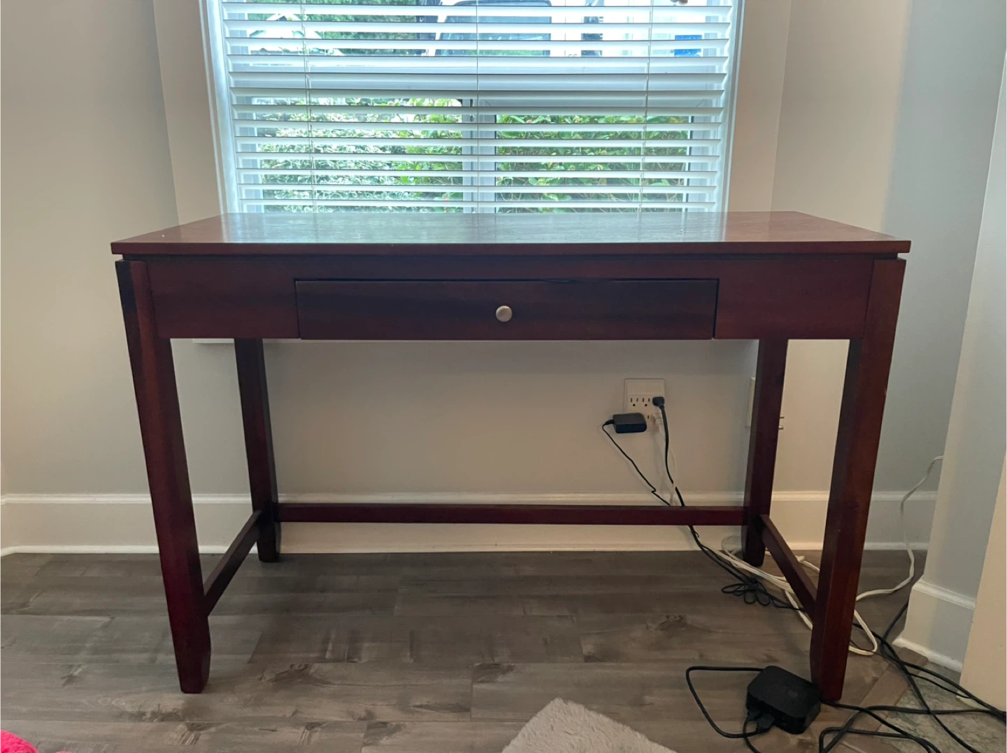 Dark Wood Desk with Drawer – Excellent Condition