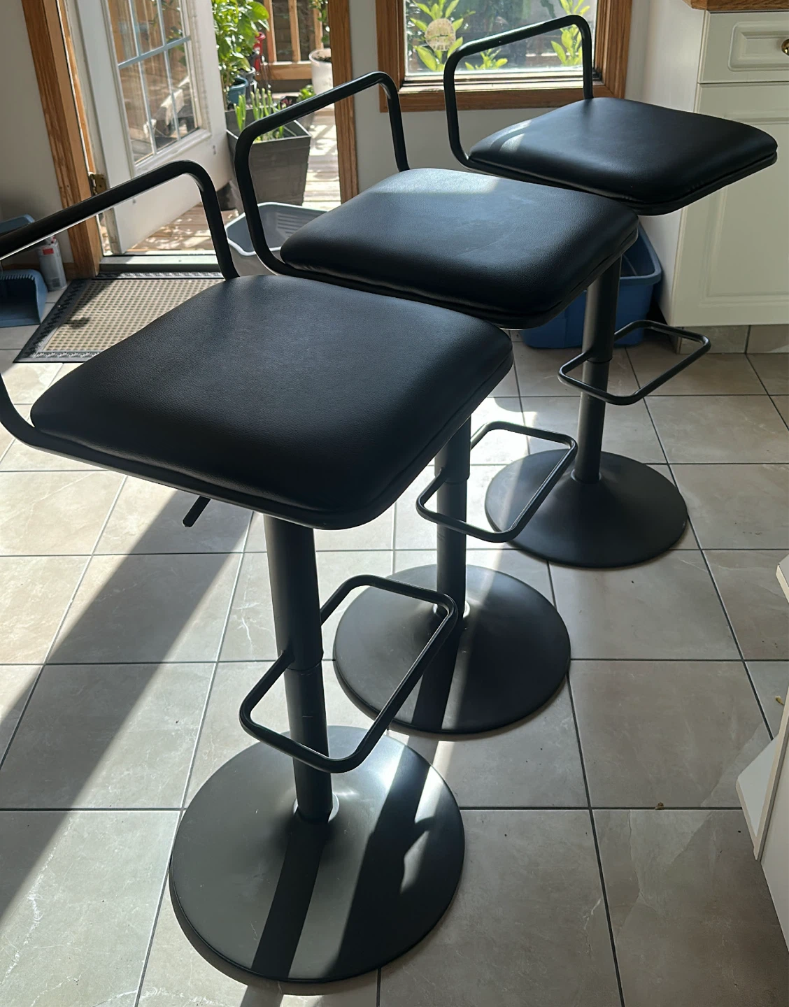 Set of 3 Black Bar Stools