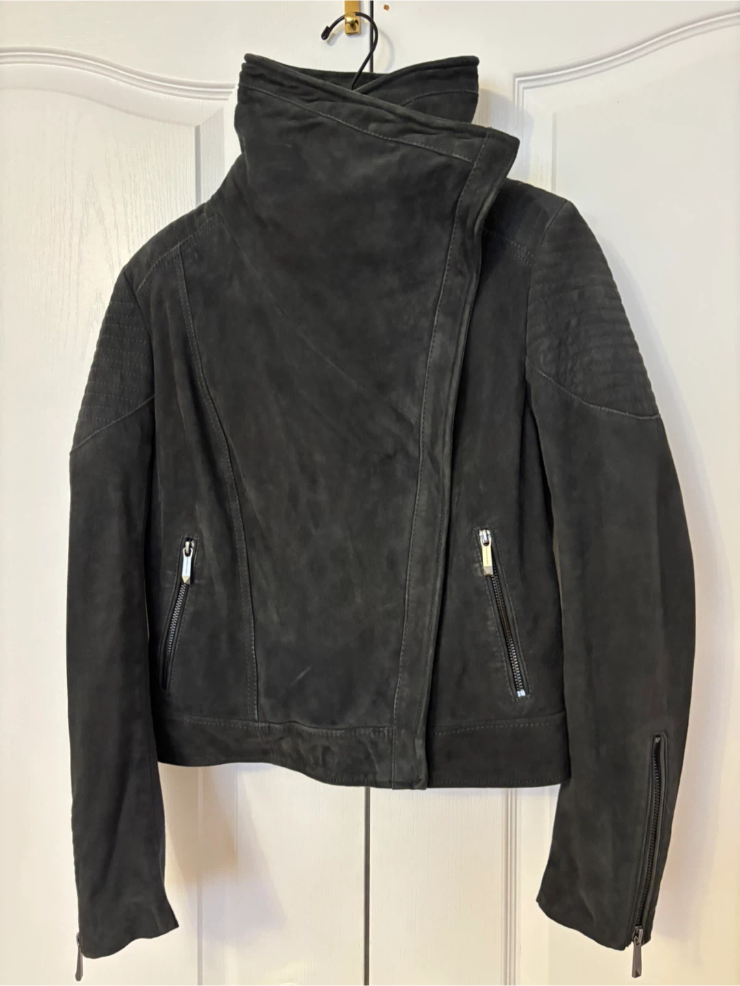 BCBGMAXAZRIA Steel Grey Suede Jacket - Size M/M