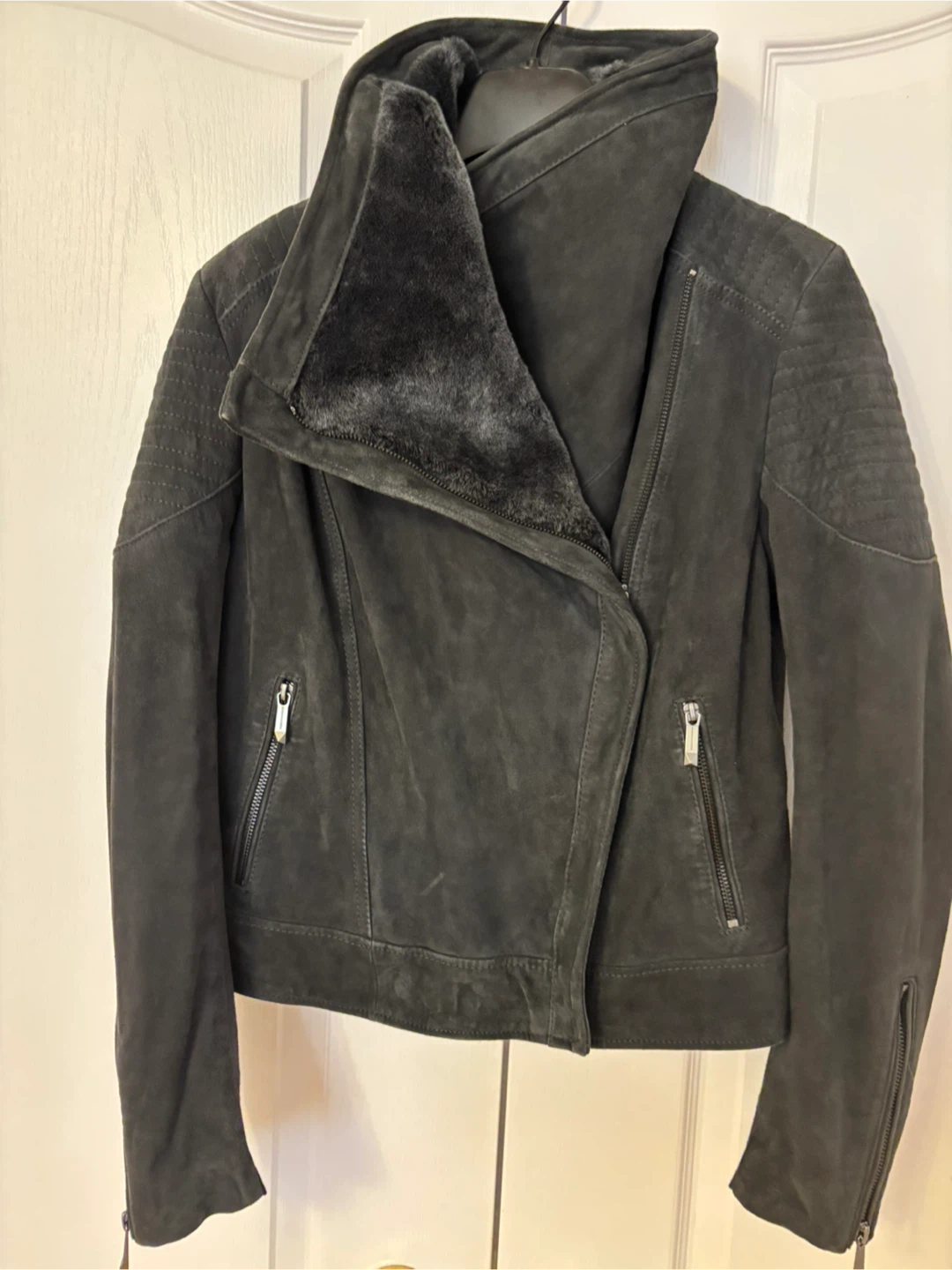 BCBGMAXAZRIA Steel Grey Suede Jacket - Size M/M - photo 2