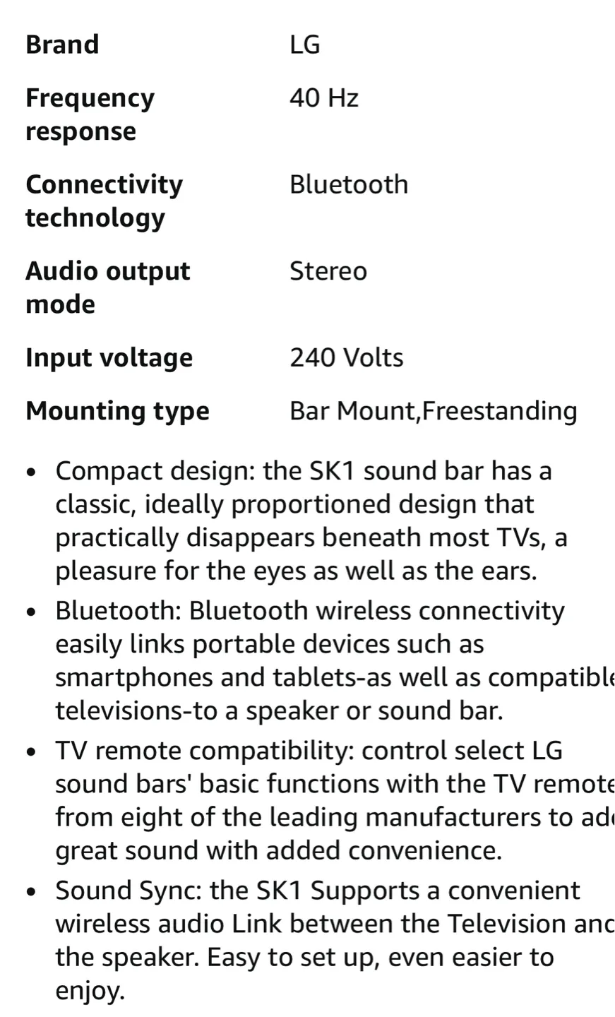 LG SK1 Soundbar Bluetooth, Wireless, New In Box image indicator(4)