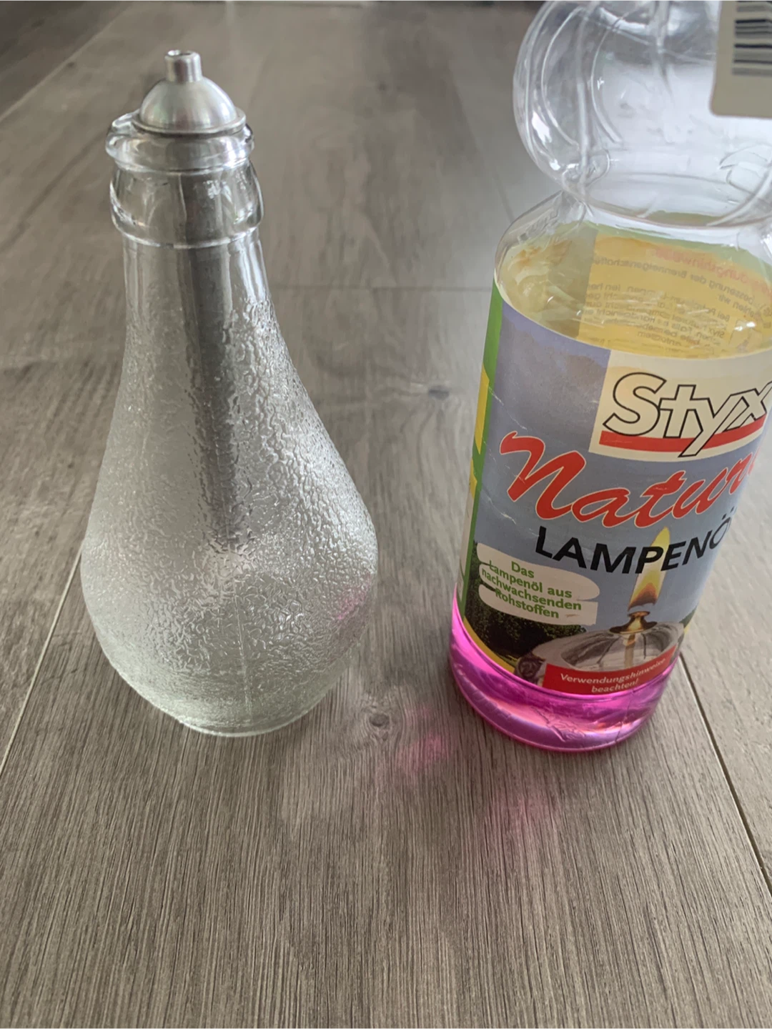 Vintage Orangina Bottle Glass Oil Lamp