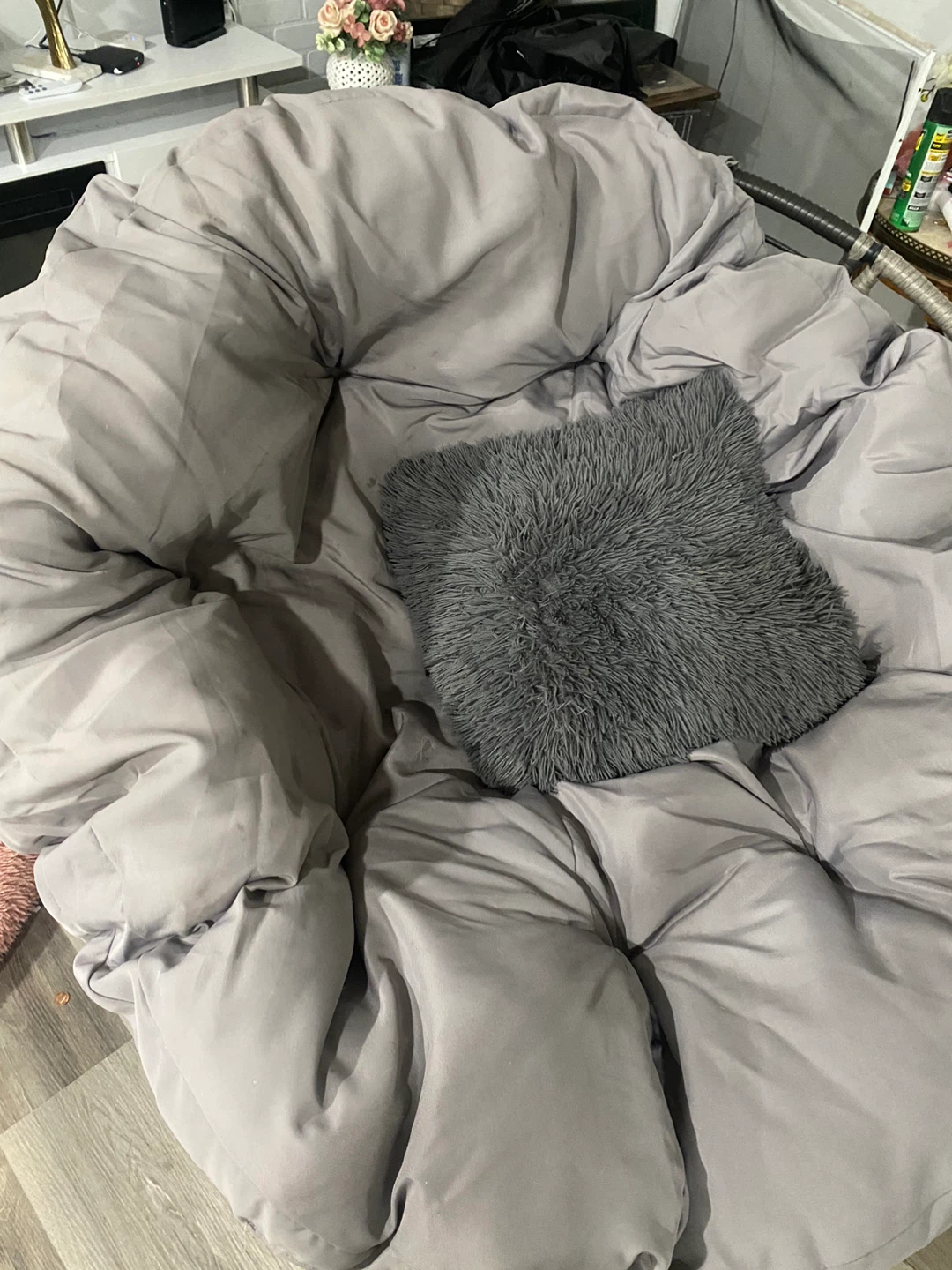 Gray Papasan Chair with Cushion