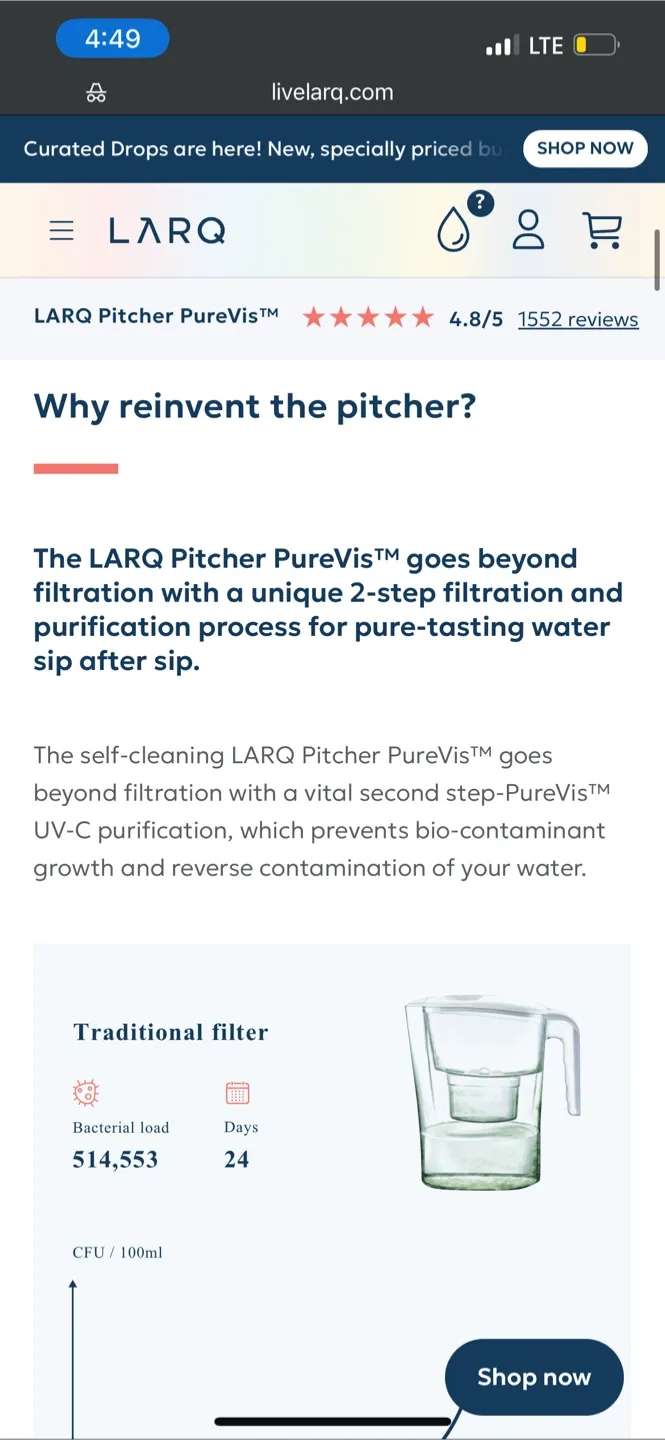 LARQ Brita Pitcher PureVis with Advanced Filter image indicator(5)