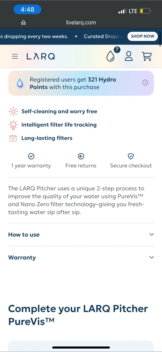 LARQ Brita Pitcher PureVis with Advanced Filter image indicator(4)