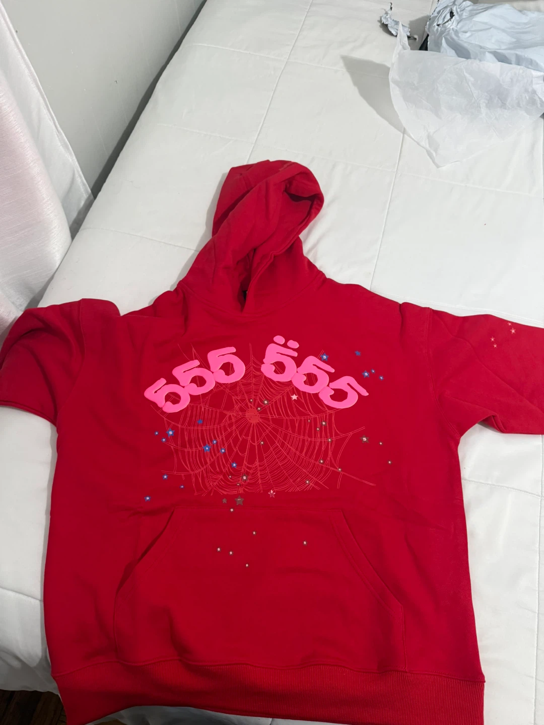 New SP5DER 555 Hoodie Red Size L