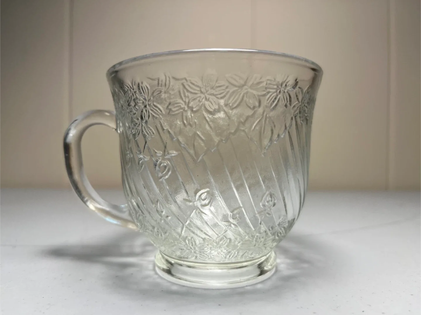 Set of 6 Clear Glass Floral Coffee Mugs image indicator(3)