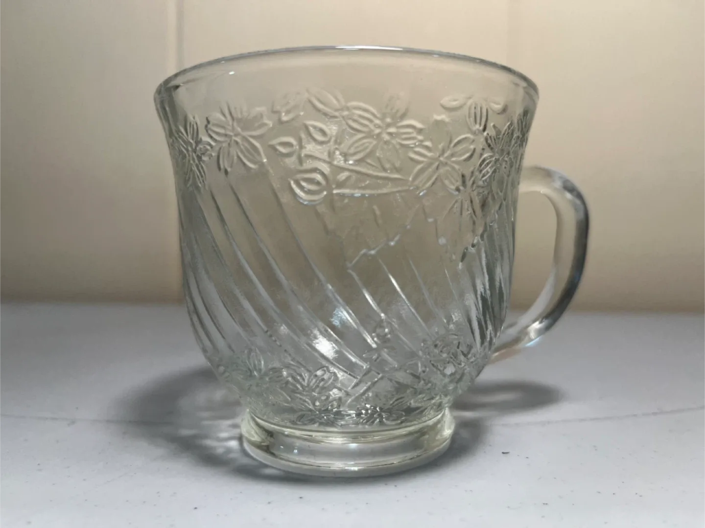 Set of 6 Clear Glass Floral Coffee Mugs image indicator(2)