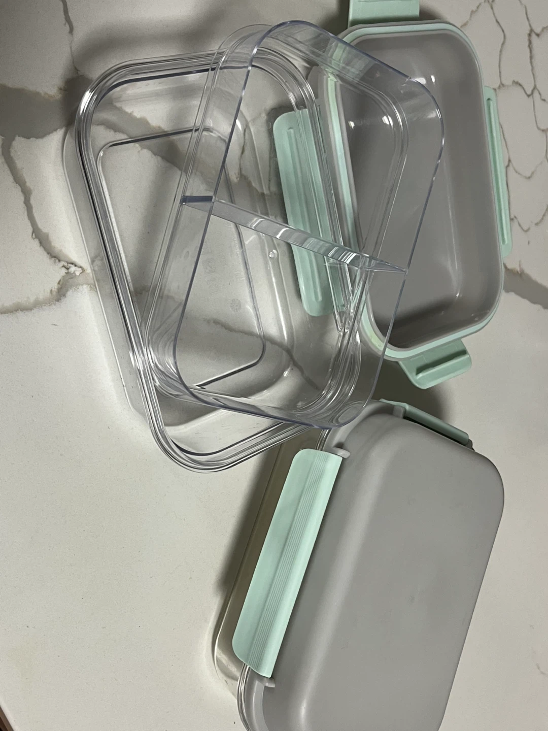 Grey & Mint Green Lunch Containers - Set of 2 - photo 3