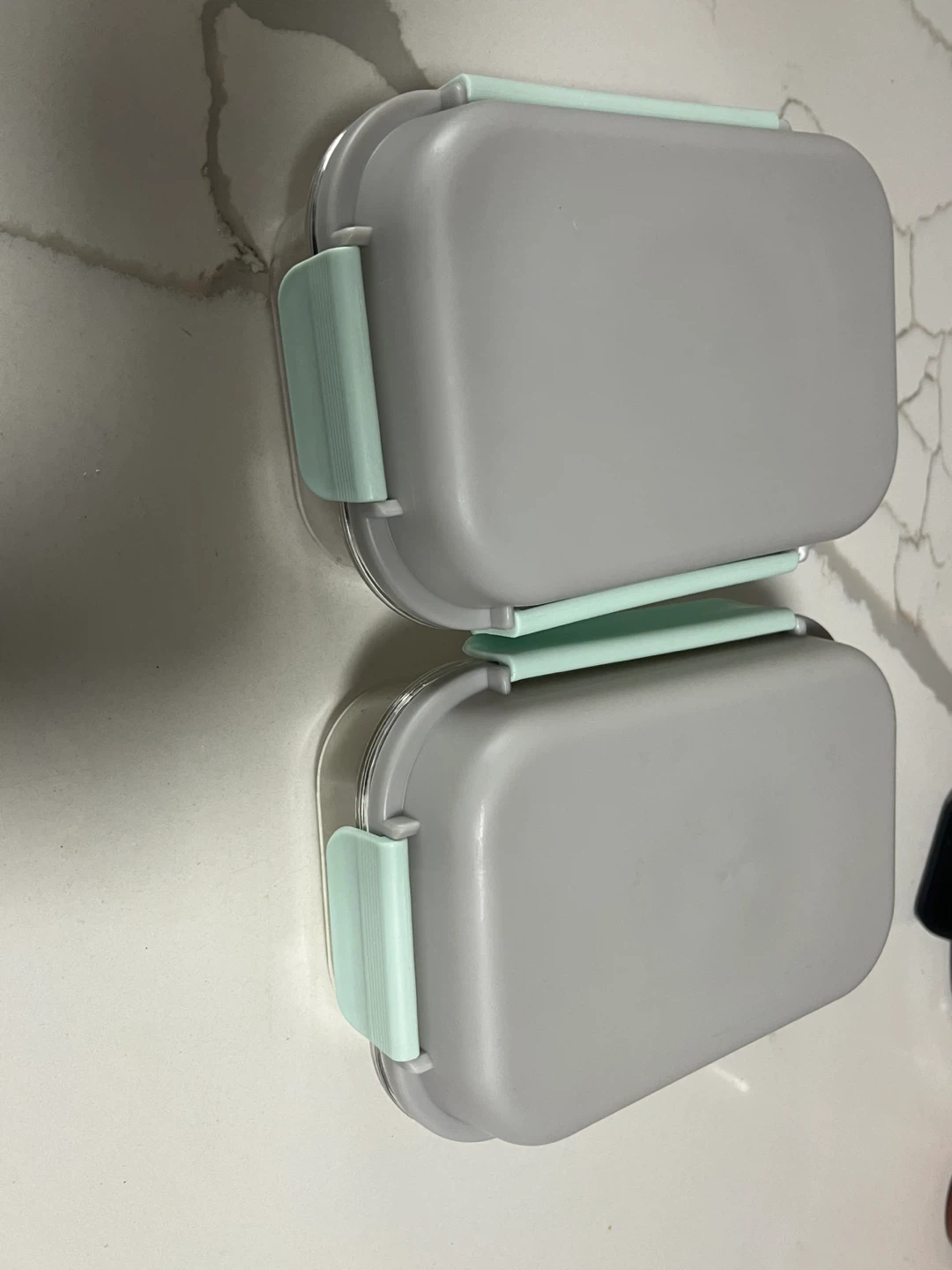 Grey & Mint Green Lunch Containers - Set of 2