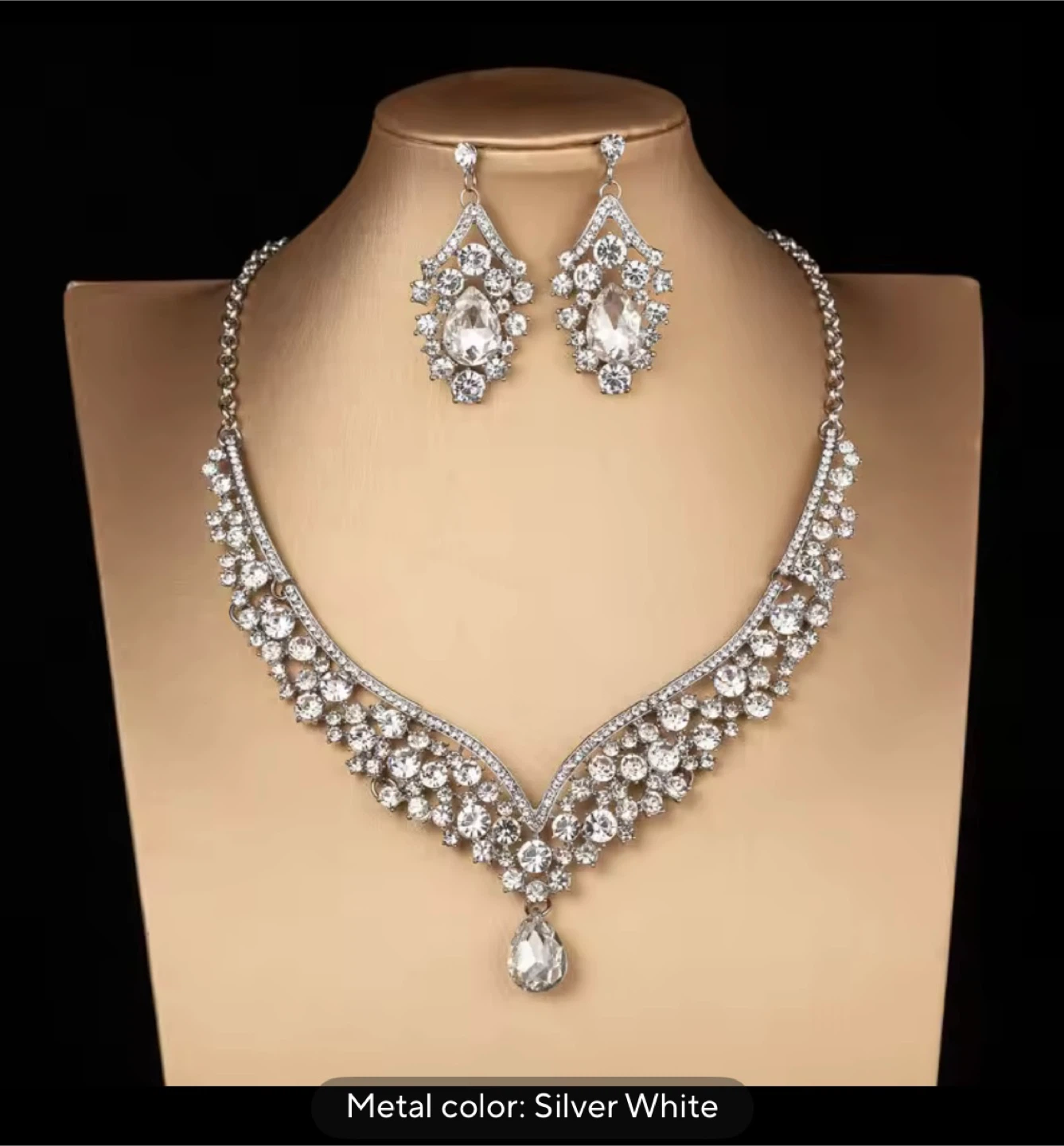 George Black Silver White Crystal Jewelry Set