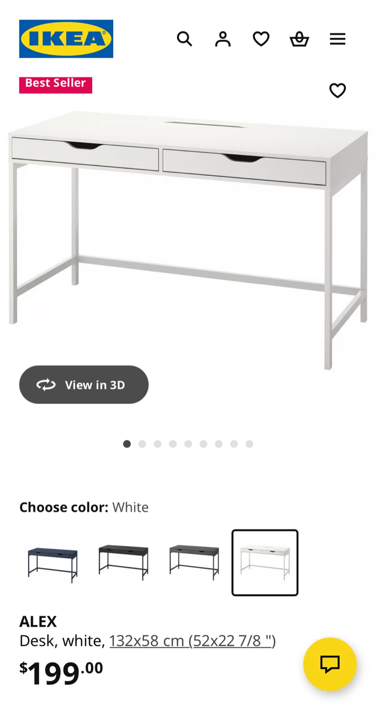 IKEA Alex White Desk (52x22 7/8")