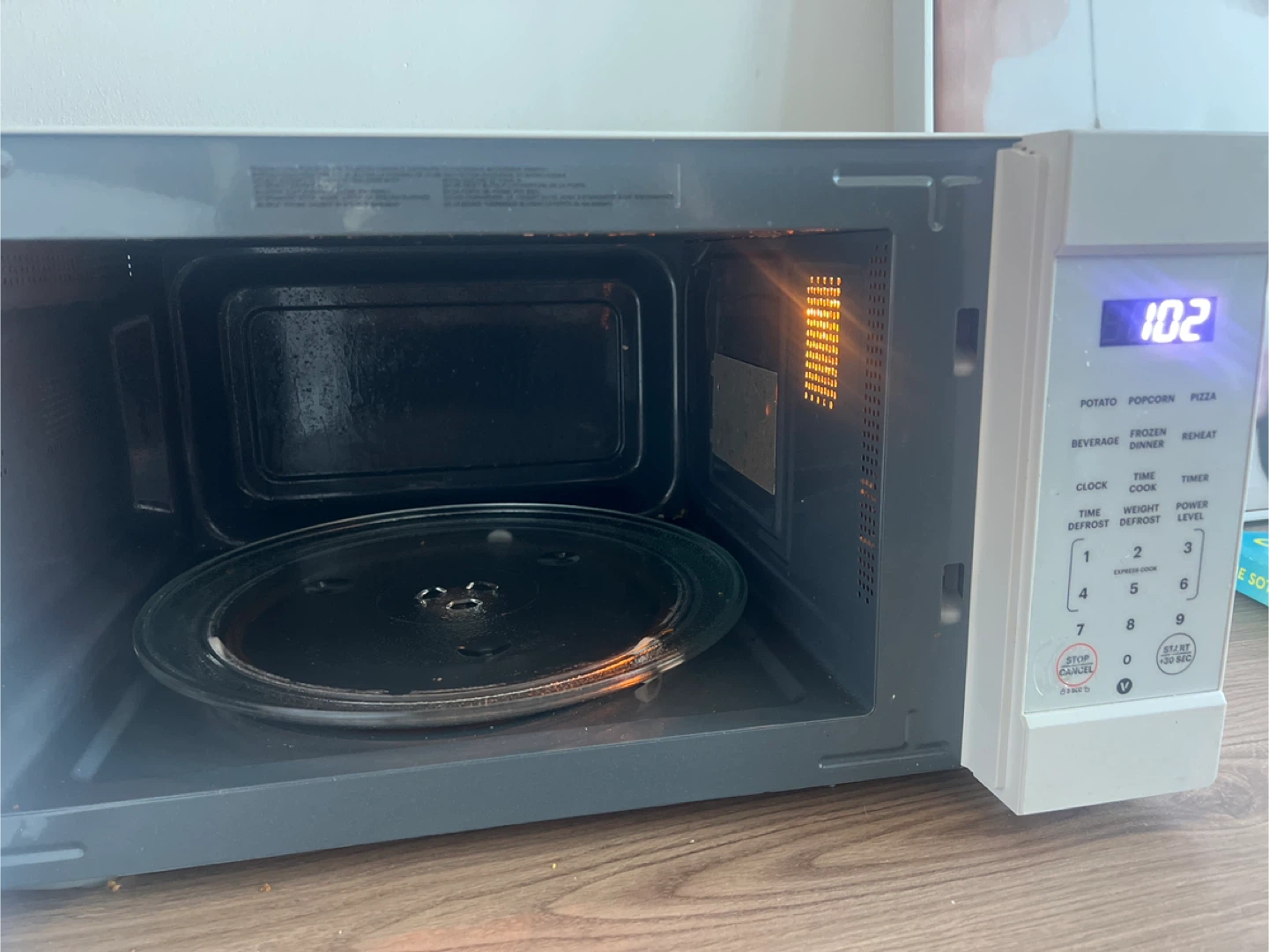 White Countertop Microwave Oven with Gold Handle - photo 2
