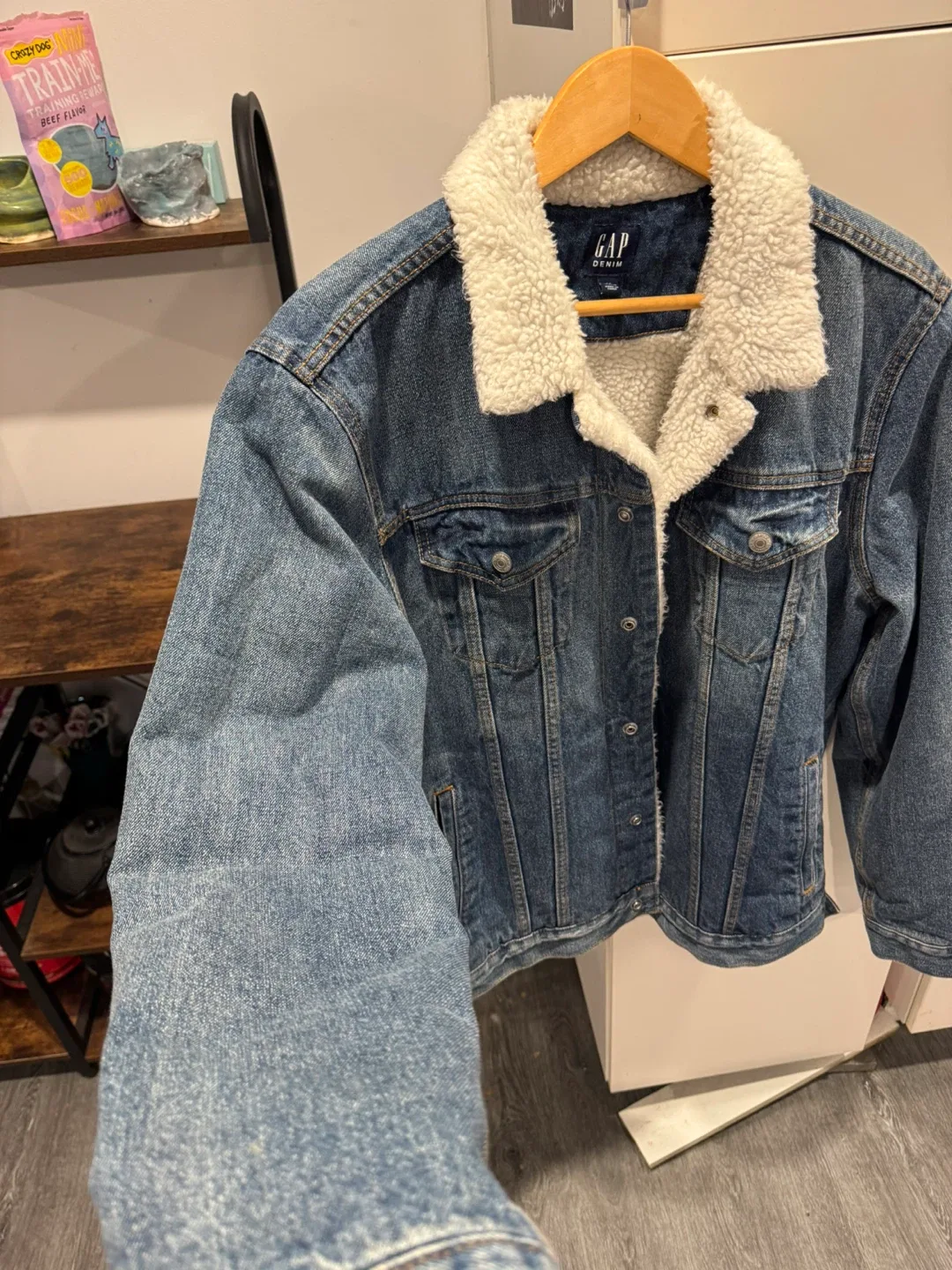 GAP Denim Sherpa Jacket - Size Large
