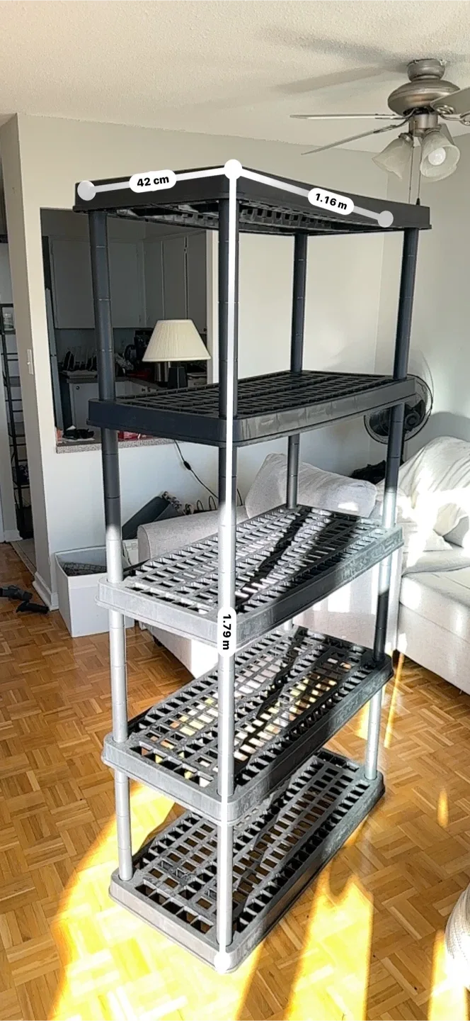 5-Tier Black Plastic Shelf Unit - 1.79m Tall image indicator(3)