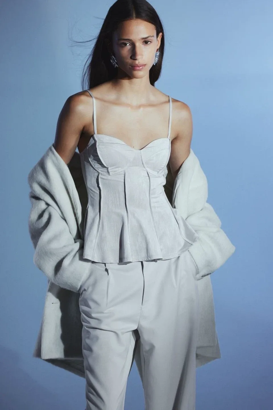 New H&M Corset-style Bustier Top grey M image indicator(3)