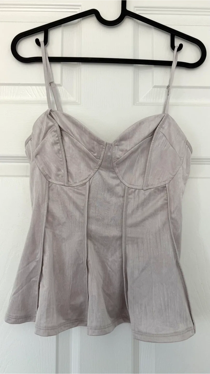 New H&M Corset-style Bustier Top grey M image indicator(5)