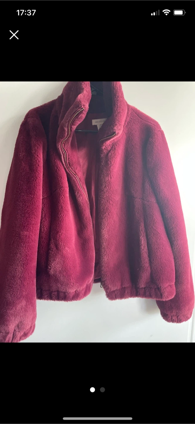 Urban Outfitters Burgundy Faux Fur Jacket