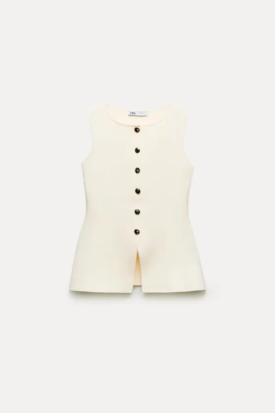 Zara S Gold Button Knitted Vest Top Ecru - photo 3
