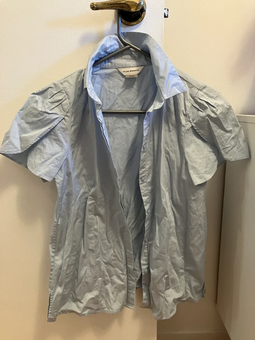 Club Monaco XS Light Blue Cotton Blouse thumbnail