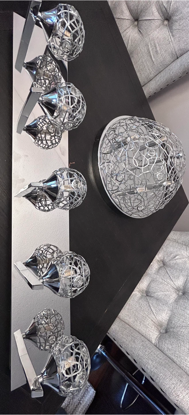 Chrome Wire Semi-Flush Mount Lights