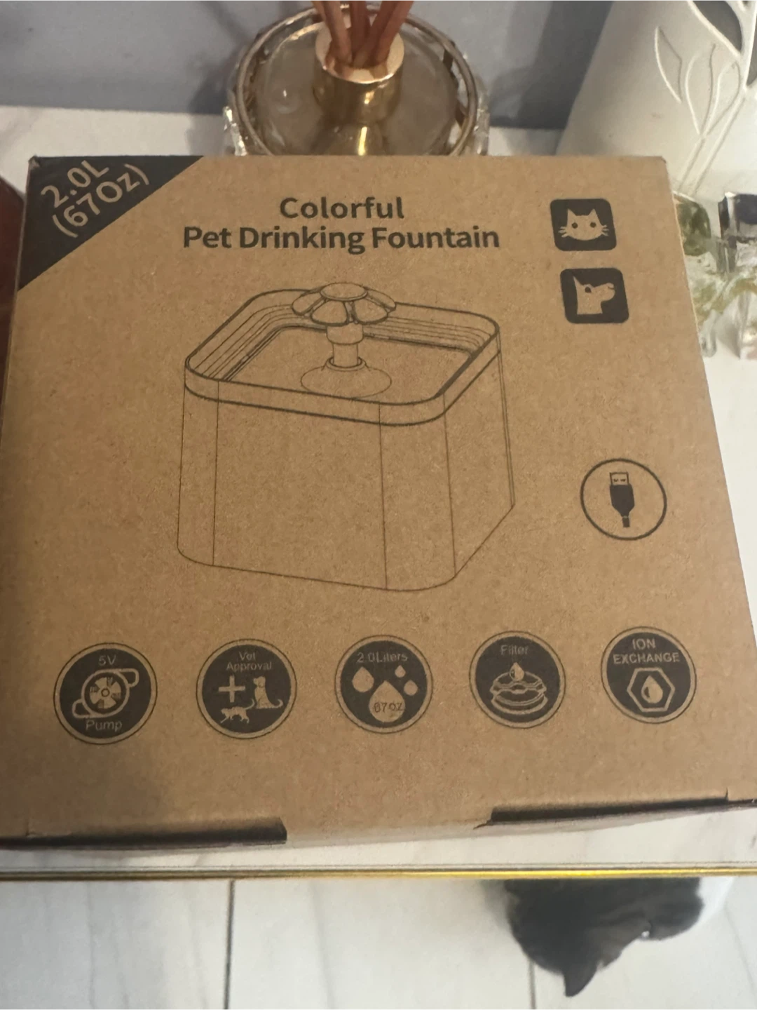 Colorful Pet Drinking Fountain 2.0L (67oz)