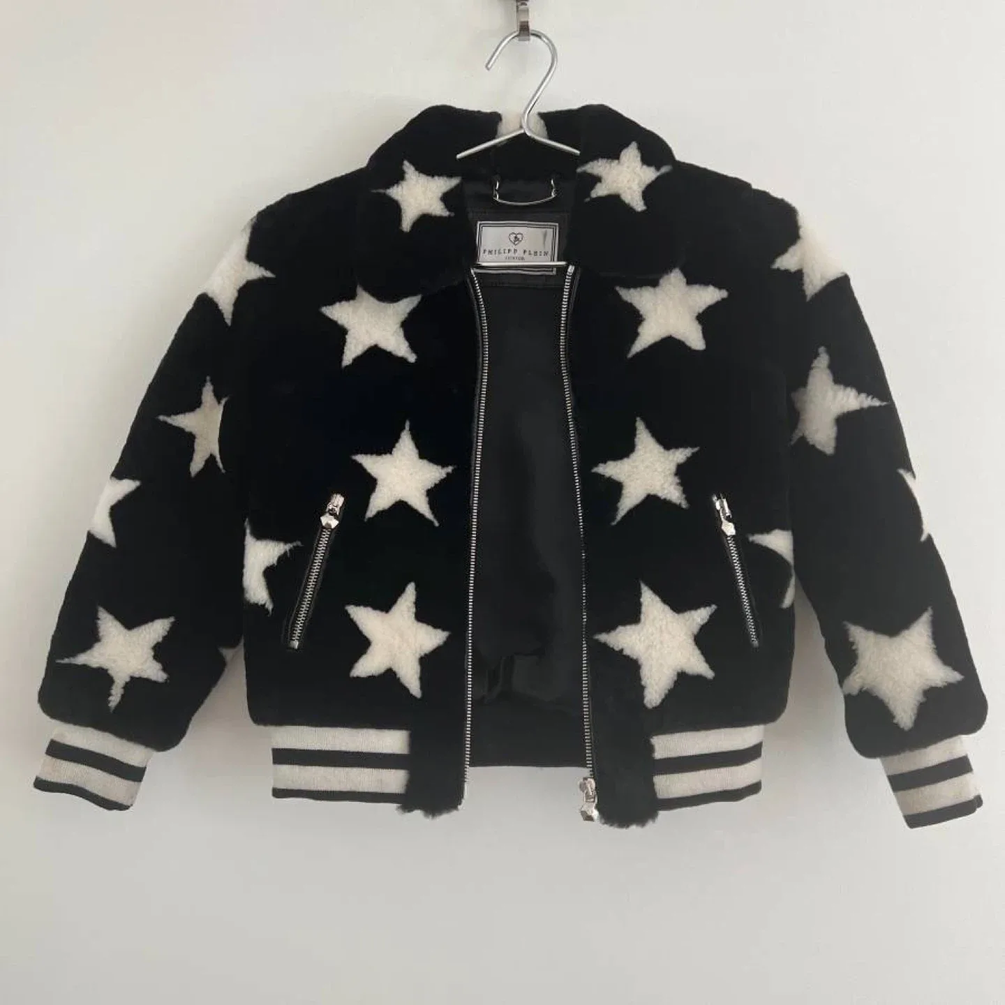 Philipp Plein Junior Shearling Stars Leather Jacket image indicator(4)