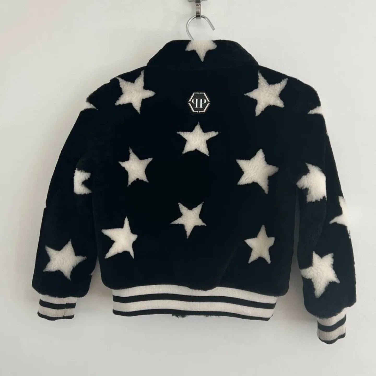 Philipp Plein Junior Shearling Stars Leather Jacket image indicator(2)