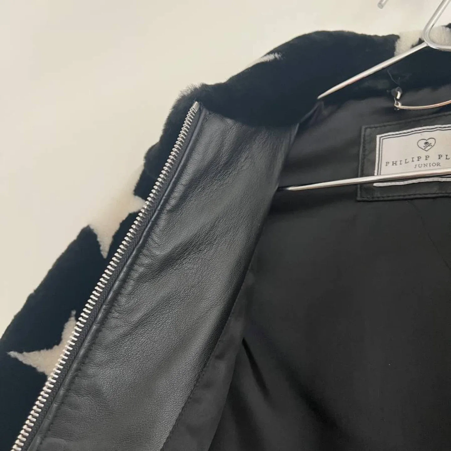 Philipp Plein Junior Shearling Stars Leather Jacket image indicator(7)