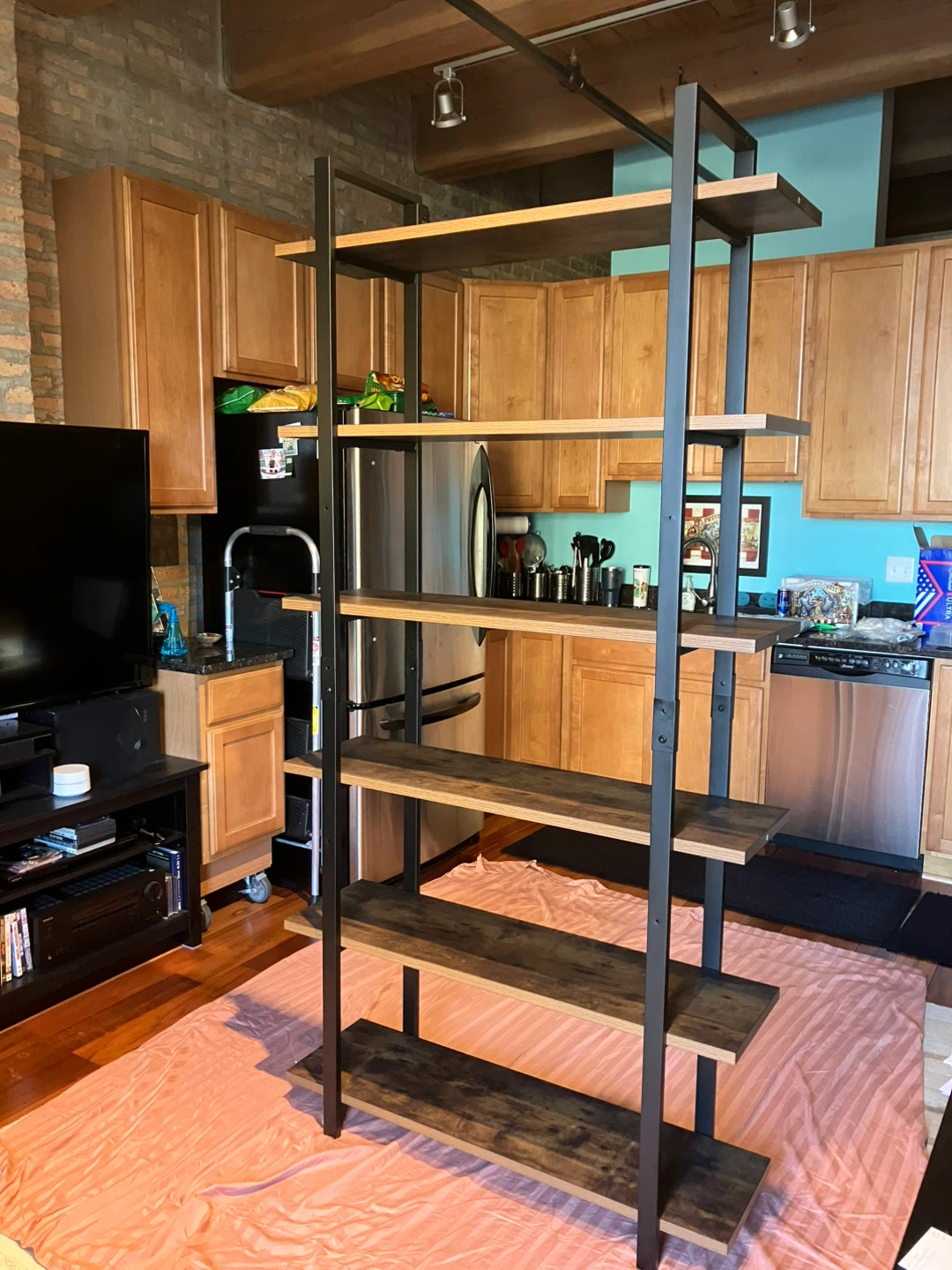 New! 6 Tier Bookshelf with Metal Frame
